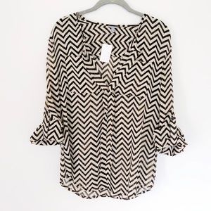 Charlotte Russe Chevron Sheer Long Sleeve Blouse